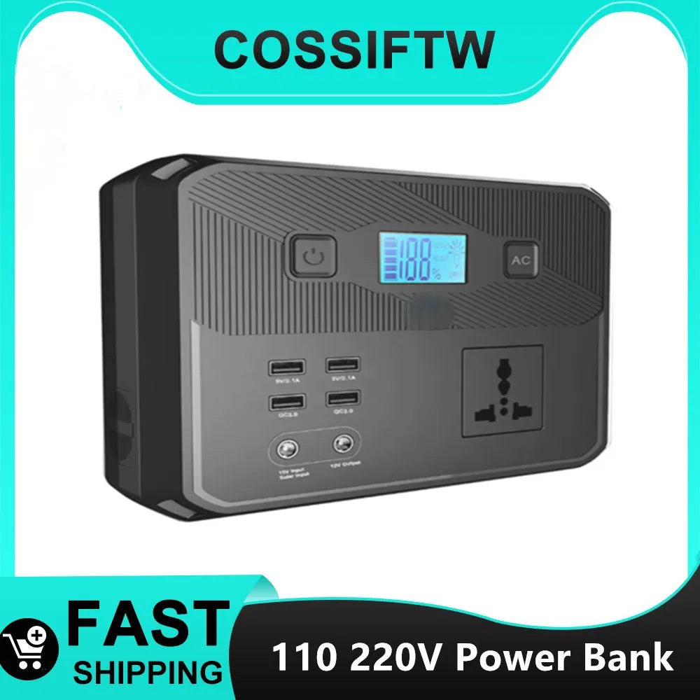 COSSIFTW Power Station 200W Polymer Llithium Battery Mini Portable Generator With 2 QC3.0 and 2 AC Output 110V 240V Power Bank