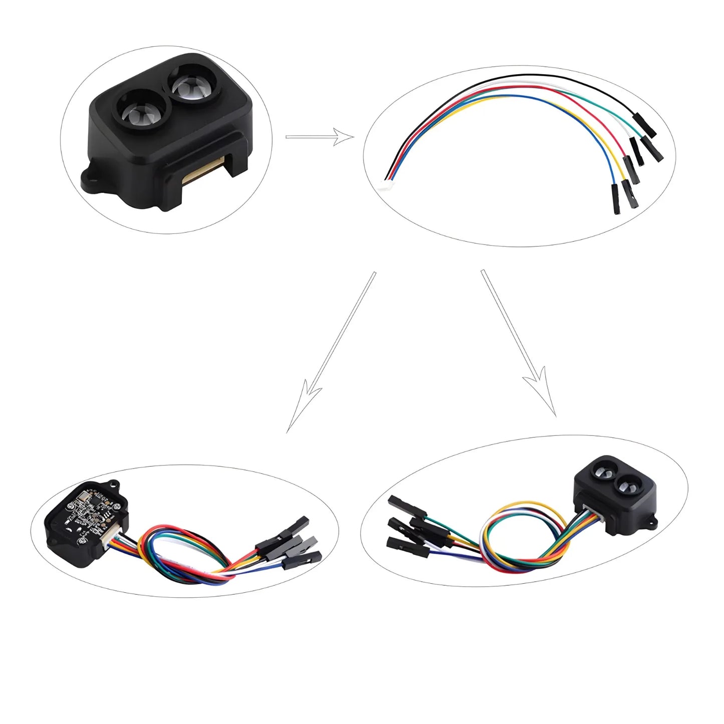 TF-Luna LiDAR Range Finder Sensor Single-Point Micro Ranging Module 5V UART IIC Interface With Male Cable+Famale Cable