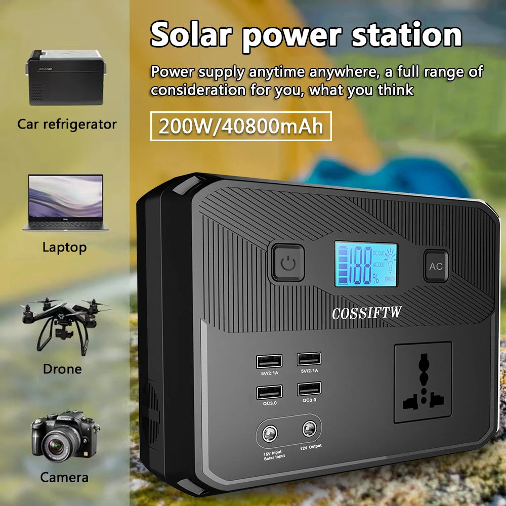 COSSIFTW Power Station 200W Polymer Llithium Battery Mini Portable Generator With 2 QC3.0 and 2 AC Output 110V 240V Power Bank